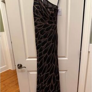 Elegant Black and Gold Prom Dress